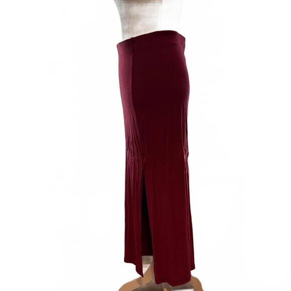 LOFT Women’s Burgundy Maxi Skirt with Split - Picture 3 of 5